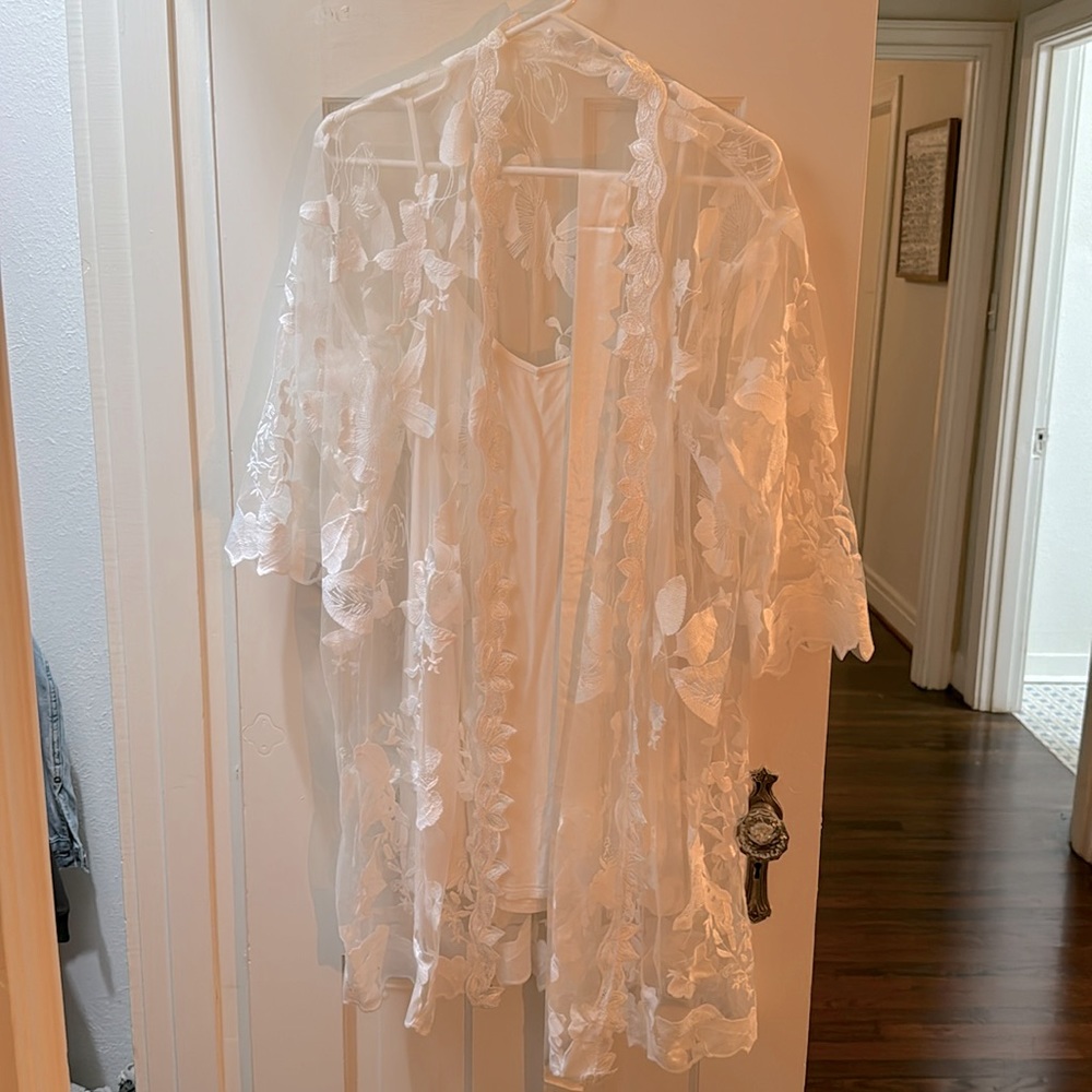 White bridal robe